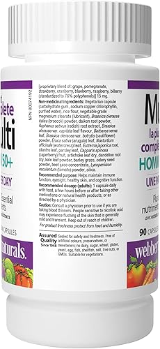 Miniatura 9 de Webber Naturals Más de 50 cápsulas vegetarianas más completas para hombres, 90 cápsulas vegetarianas