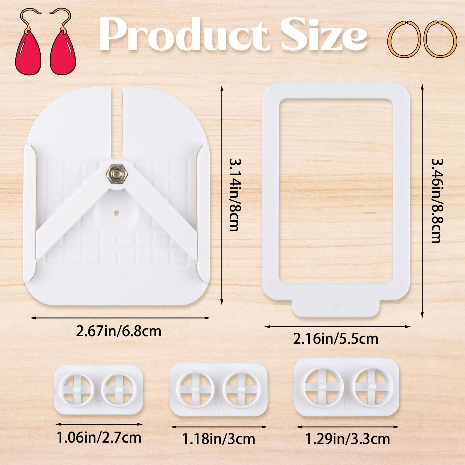 Outil D'Intégration De Tiges Pour Boucles D'Oreilles En Argile Polymère - Kit Avec Emporte-Pièces, Guide D'Épaisseur Et Planche - Pour Création Bijoux DIY - 4