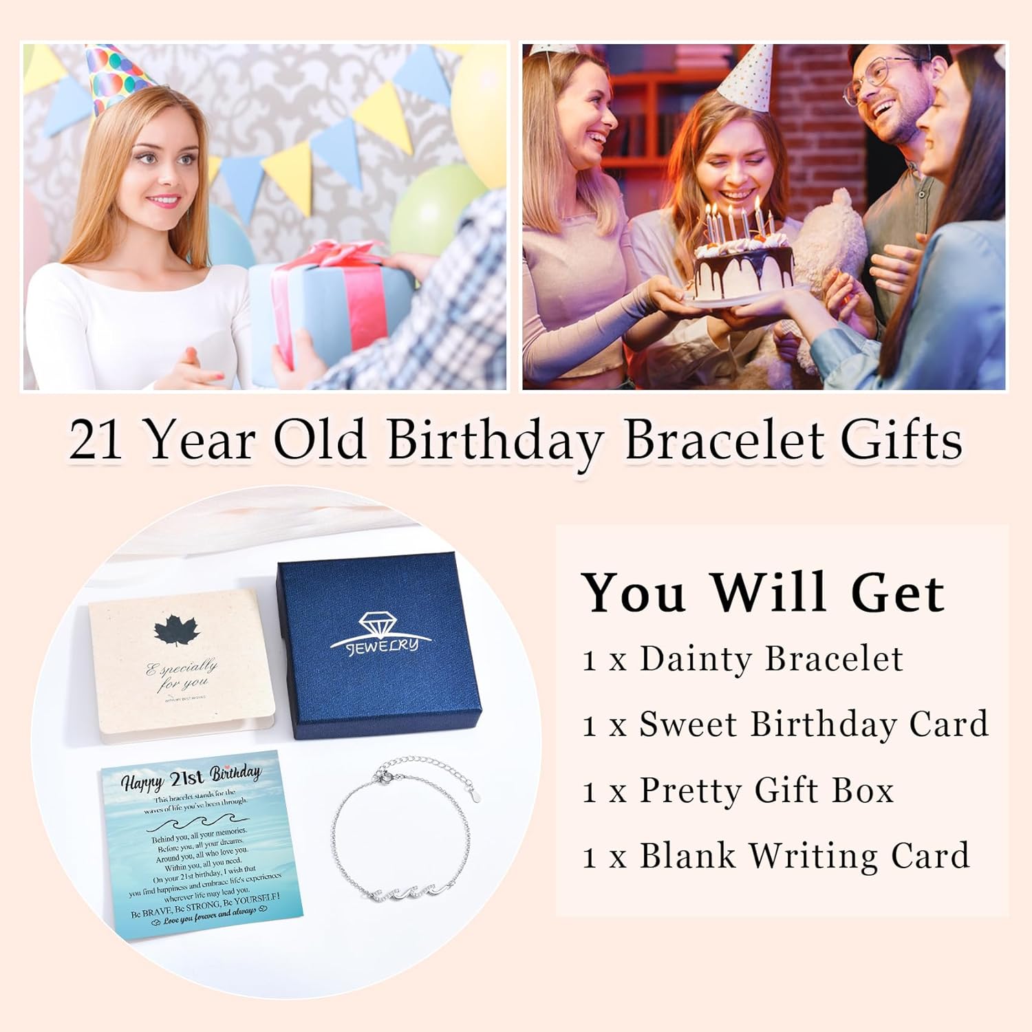 EPIRORA Birthday Gifts for Girls, 10th/11th/12th/13th/14th/15th/16th/17th/18th/19th/20th/21st Birthday Decorations Gifts Ideas, Silver Wave Bracelets for Daughter Sister Granddaughter Niece Friend - Image 3