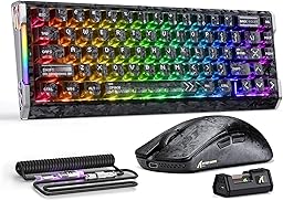 ATTACK SHARK R68 HE&R11 Ultra Carbon Fiber Gaming Keyboard and Mouse Combo,8000Hz Rapid Trigger Wired Keyboard,0.005mm RT Accuracy, Immersive RGB+49g 8K Wireless Mouse PAW3950MAX,42K DPI,Coiled Cable