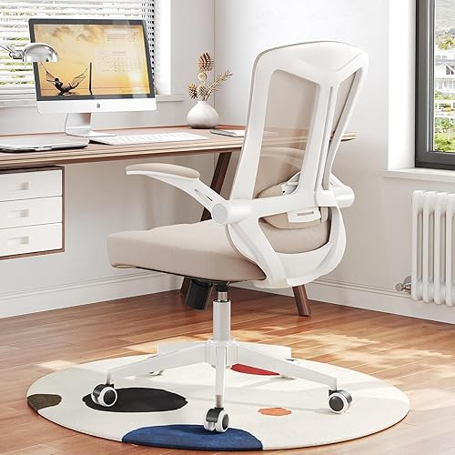 Miniatura 17 de Silla de oficina ergonómica, silla de escritorio ajustable de malla resistente con ruedas, reposabrazos y soporte lumbar, cómoda silla para oficina