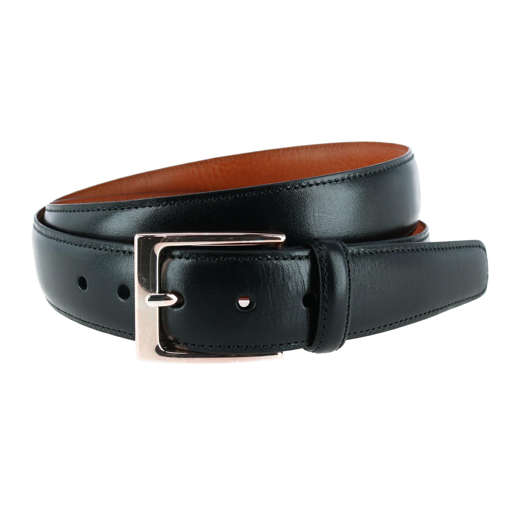 Trafalgar Men's Big & Tall Classic Cortina 30mm Leather Belt, 50, Black with
