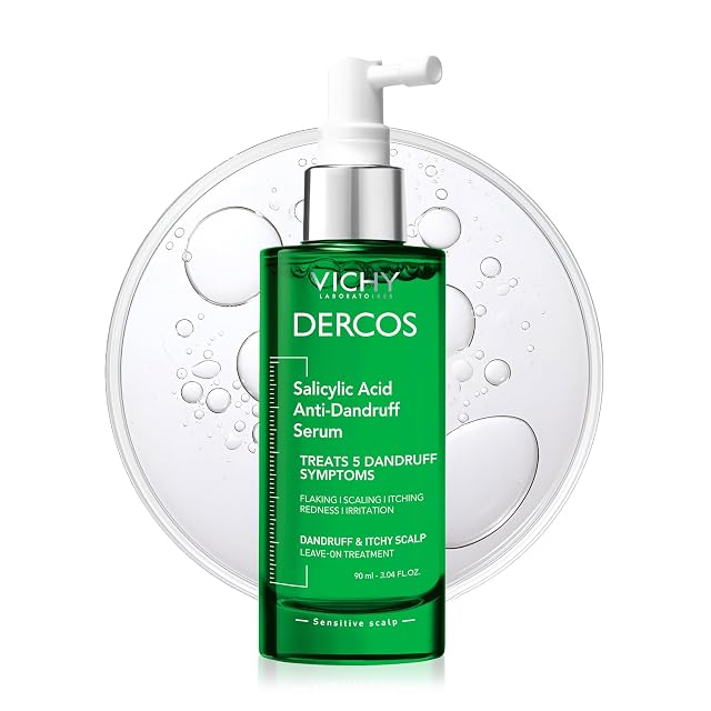 Dercos Salicylic Acid Anti-Dandruff Treatment Scalp Treatment Targets Dandruff Symptoms Leaves Head Feeling Hydrated Soothed Serum Provides Flake