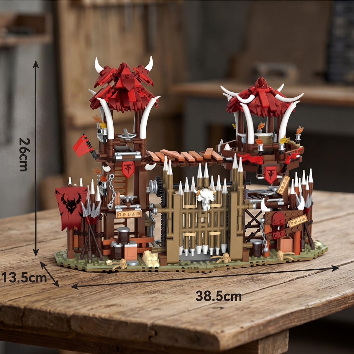Medieval Bonfire Gate Castle Building Sets for Adults, Orc Fortress Watchtower & Catapult Architecture Modular, Knights Viking Village Home Decor 1279 PCS