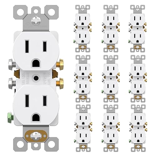Miniatura 29 de AIDA Paquete de 20 tomacorrientes de receptáculo dúplex de 15 A 125 V, toma de corriente eléctrica de pared, toma de corriente dúplex, grado