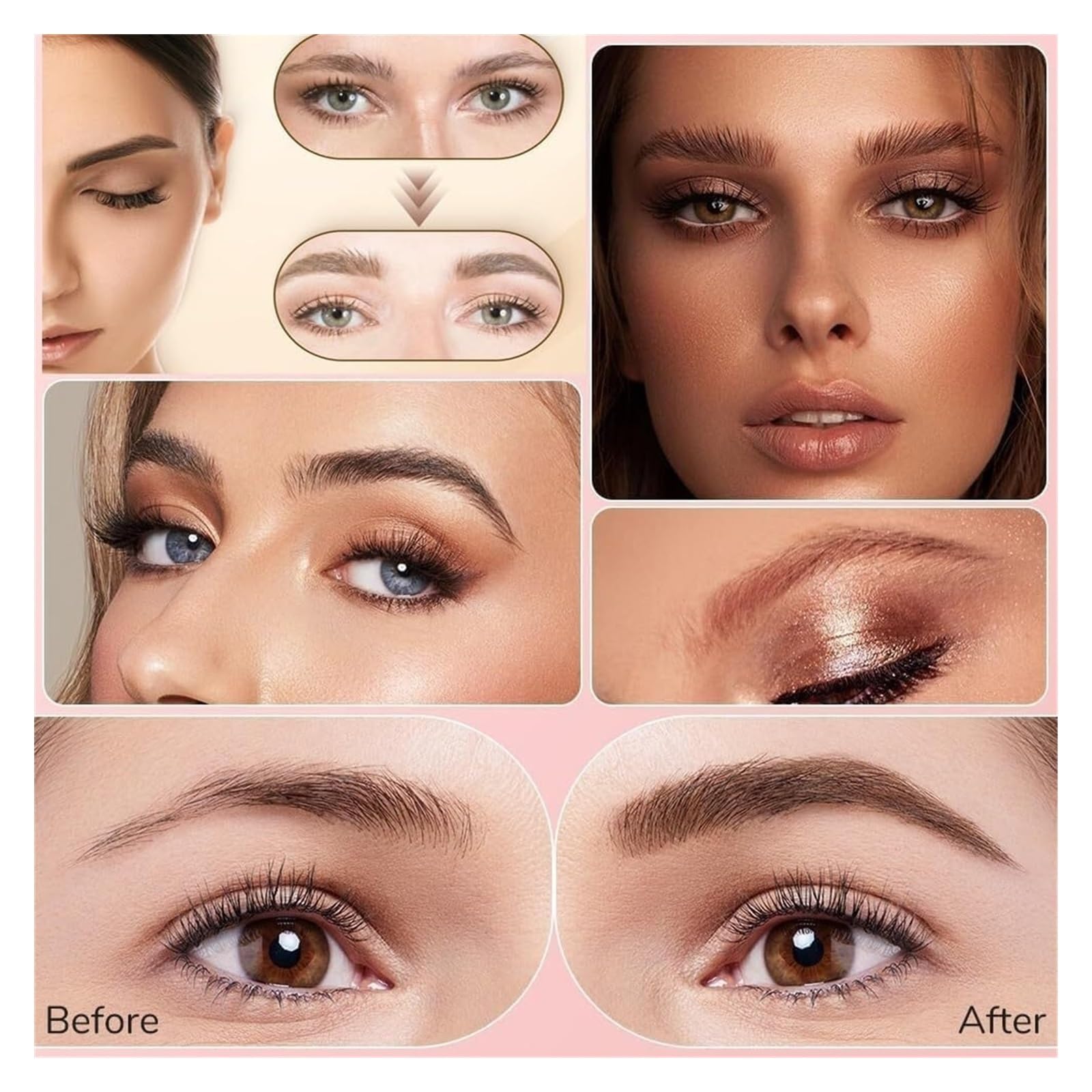 Microblading-Augenbrauenstift, 3D-wasserdichter Premium-Augenbrauenstift mit 4 Spitzen, lang anhaltendes, natürliches, magisches Augenbrauen-Make-up, feiner Konturenstift(All-4Pcs)