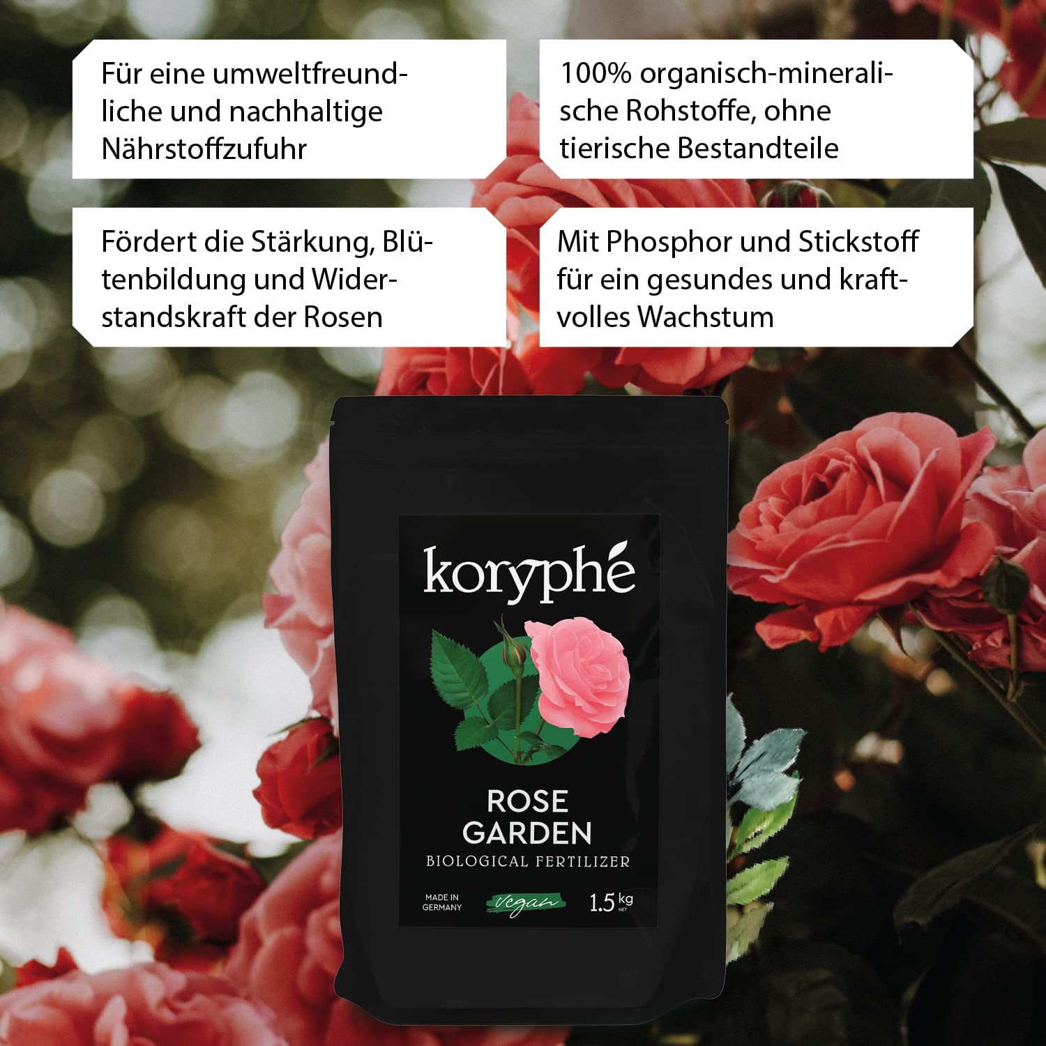 Koryph Bio Rosen-Dnger 1,5 kg - Biologischer & veganer Rosendnger |  umweltfreundlicher Pflanzendnger I Dnger Zimmerpflanzen & Garten aus  natrlichen Inhaltsstoffen | Bio-Dnger : Amazon.de: Garten