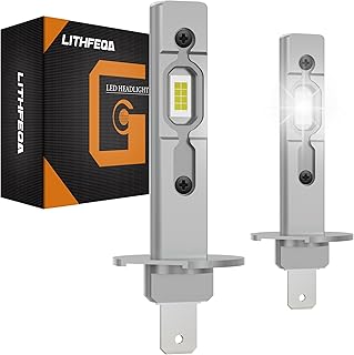 H1 Led Headlight Bulb, 20000 Lumens 60w Headlight Conversion Kit 6500k White, 1:1 Mini Size H1 Led Fog Light Bulb Plug and Play High and Low Beam Headlights(Pack of 2) (H1)