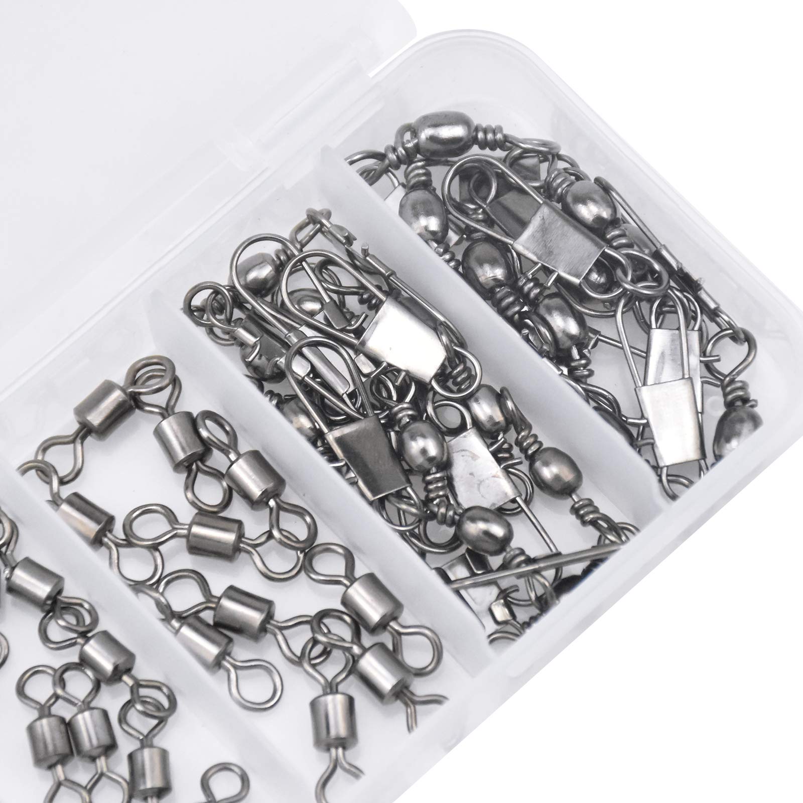 50 Pezzi Girelle Pesca In Acciaio Inox - Girelle A Barilotto Con Moschettone - Taglie 2#-10# Per Acqua Dolce E Salata