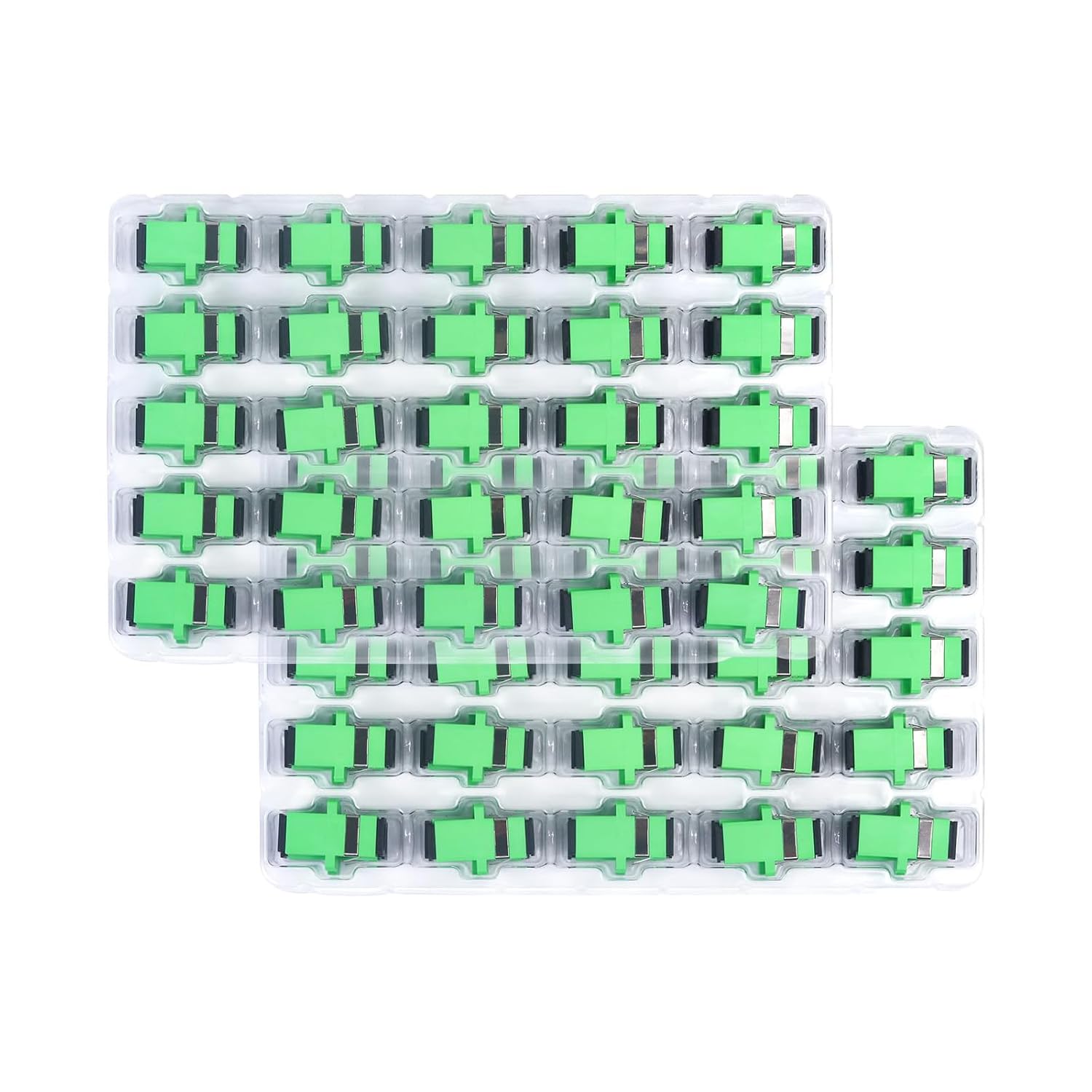 100-Pack SCAPC Simplex Single Mode Fiber Optic Coupler, SC Female to Female Adapter for FTTH Network Internet Broadband Connection(Green)