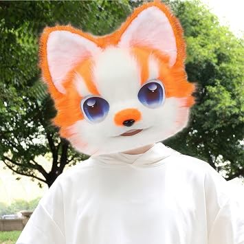 Furry Animal Mask, Plush Dog Fox Mask, Lolita Comic Party Role Play(D)