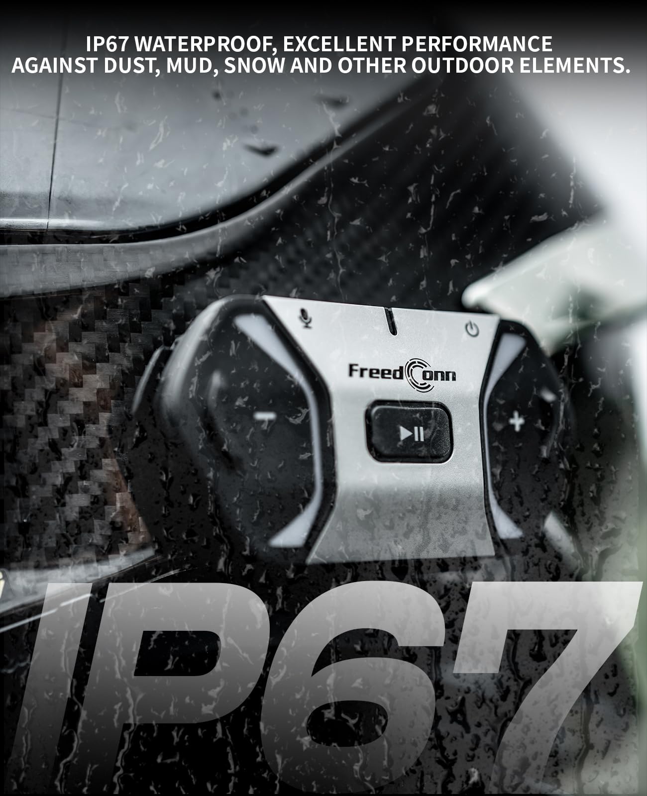 FreedConn Free+ - Auriculares Bluetooth para casco de motocicleta, intercomunicador de 256 conductores de 2000 m, red de malla de conexión automática con cancelación de ruido, audio de alta resolución