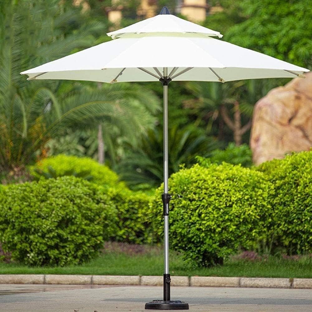 LSLYTQ Sun Parasol Umbrella Garden Parasols ? 9ft / 2.7m Aluminum Outdoor Garden Patio Umbrella with White Polyester Cover, Large Portable Market Table Umbrella, Not Included Base good