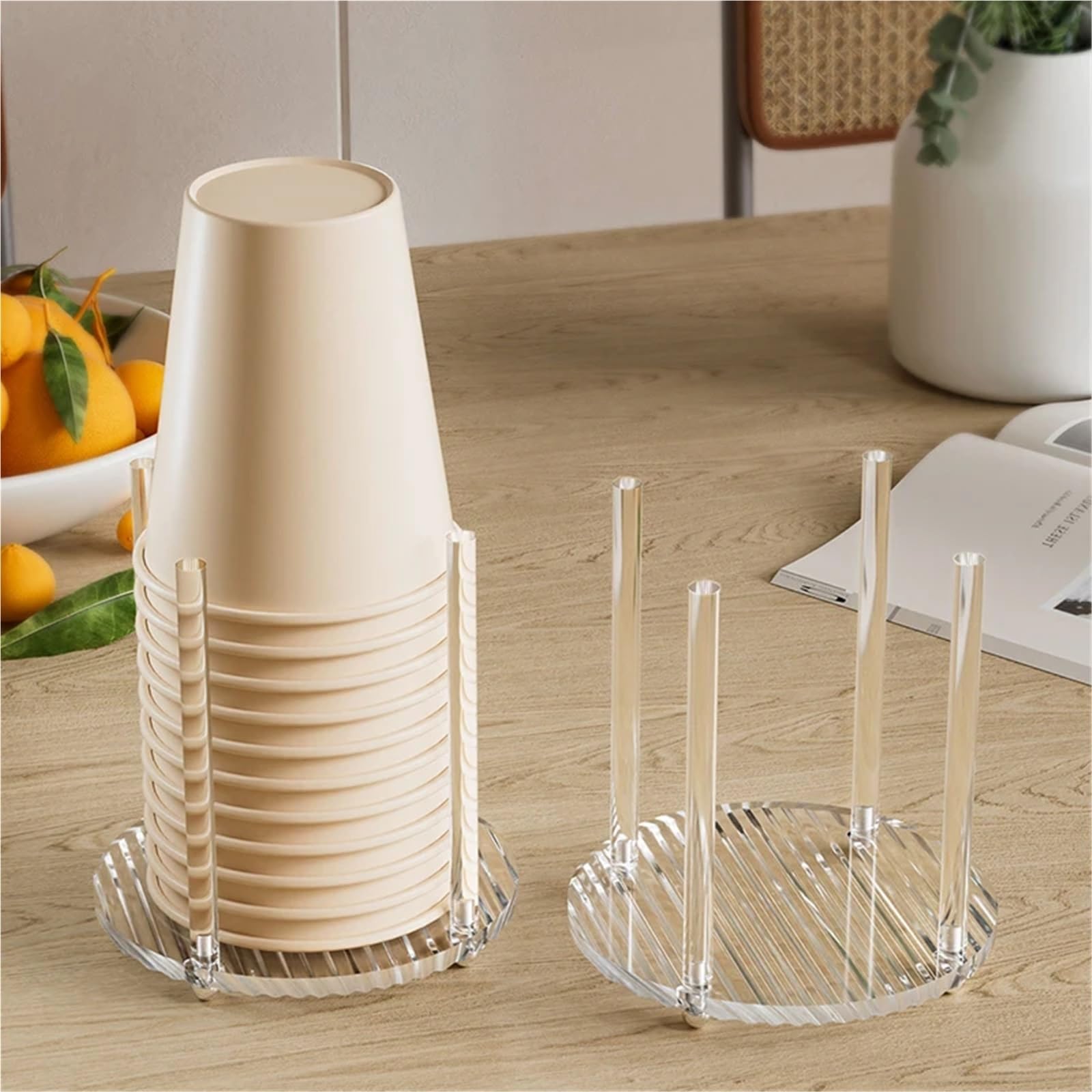 Portavasos De Papel Acrylic Transparent Paper Cup Holder Water Tea Cups Dispenser Rack Coffee Kitchen Storage Organization para Hogar(Color 2)