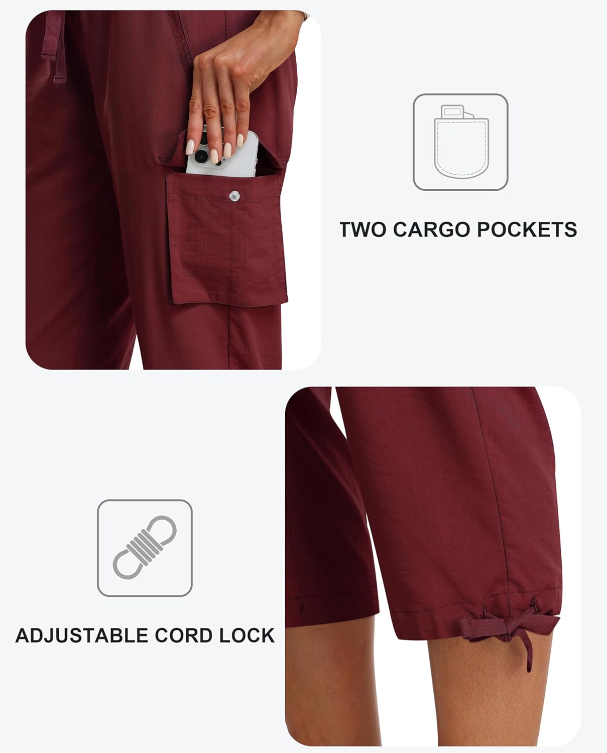 MoFiz Women's Cargo Capris Pants Loose Fit Casual Hiking Pants Lightweight Quick Dry Travel Summer Pants for Women - Image 4