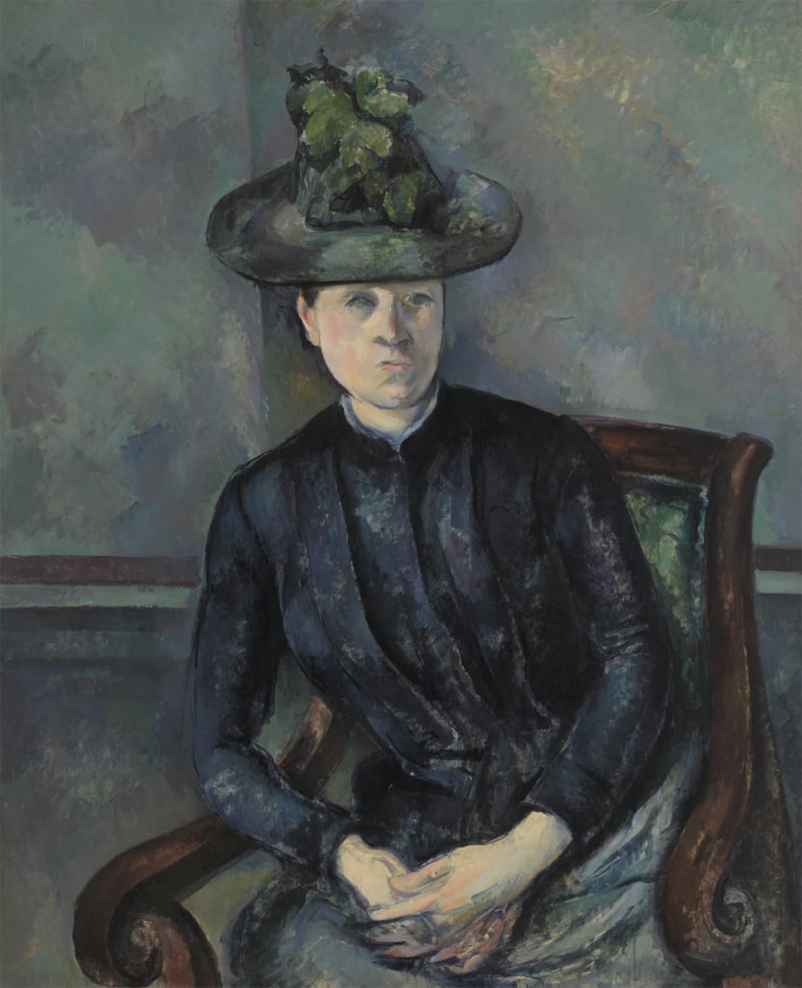 SERENDIPITP Retro Picture Poster Wall Art Pictures Painting Madame Cezanne with Green Hat by Paul Cézanne Wall Art Canvas Print for Wall Decor 60x90cm