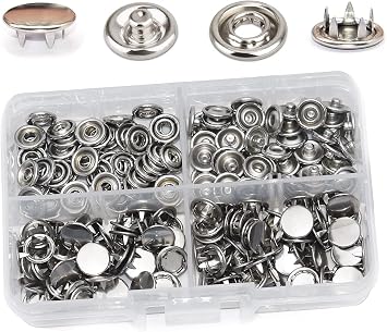50 Sets 10mm Metal Snaps Stainless Steel Buttons for Sewing and Crafting Silver 50 Set