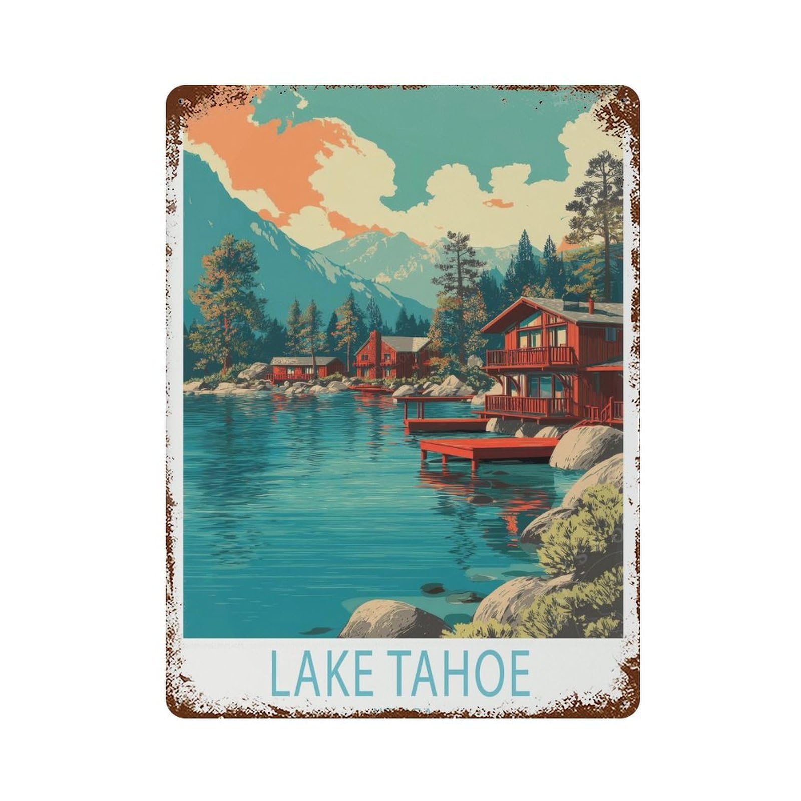 xiaoxiaoshen Lake Tahoe Nevada Travel, Wedding Present (2) Wall Decor Art Metal Tin Poster Modern Home Decor Art Home Bar Shop Decorations Vintage Sign 40x30cm