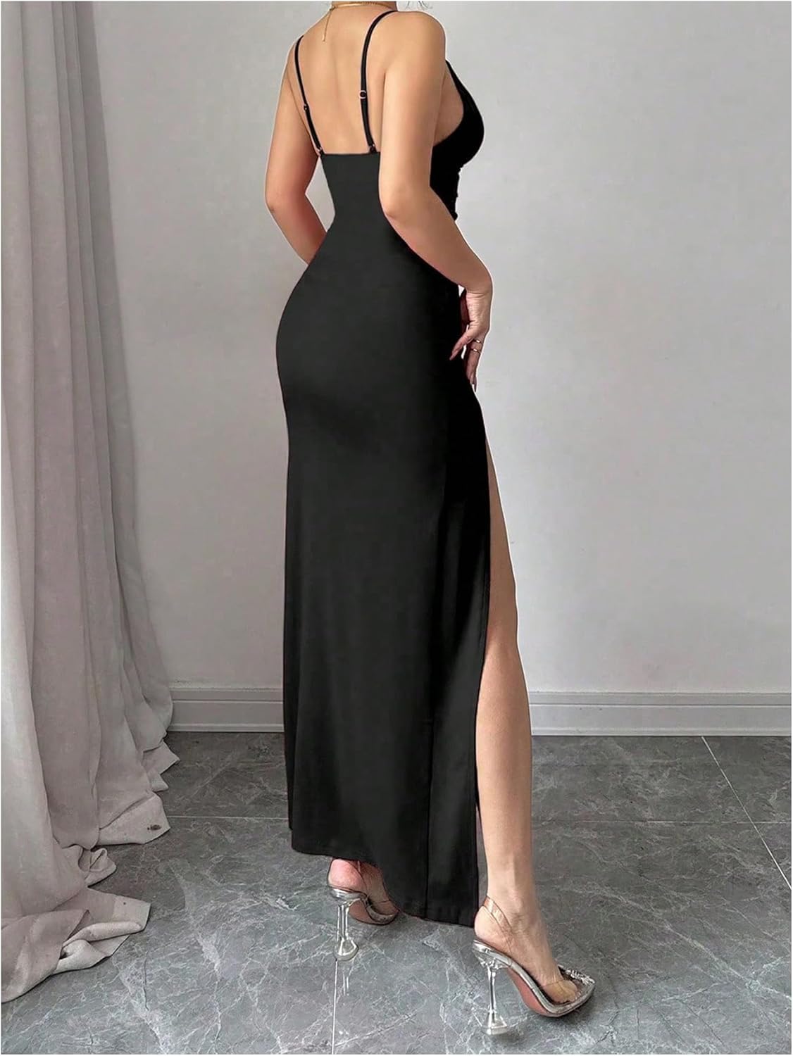 Milumia Women's Sexy Cut Out Spaghetti Strap Dress High Slit Bodycon Party Dresses - Image 3