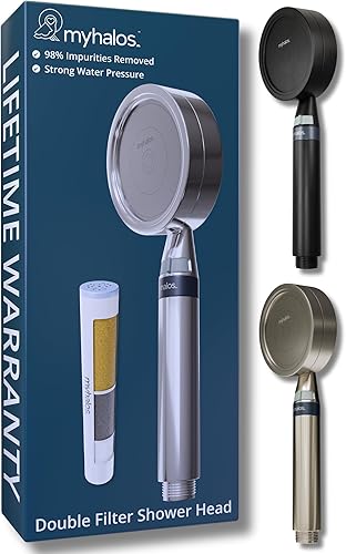Cabezal de ducha filtrado de mano con mango de mano - Cabezales de ducha de alta presión con filtro para reducir el cloro y suavizar el agua -