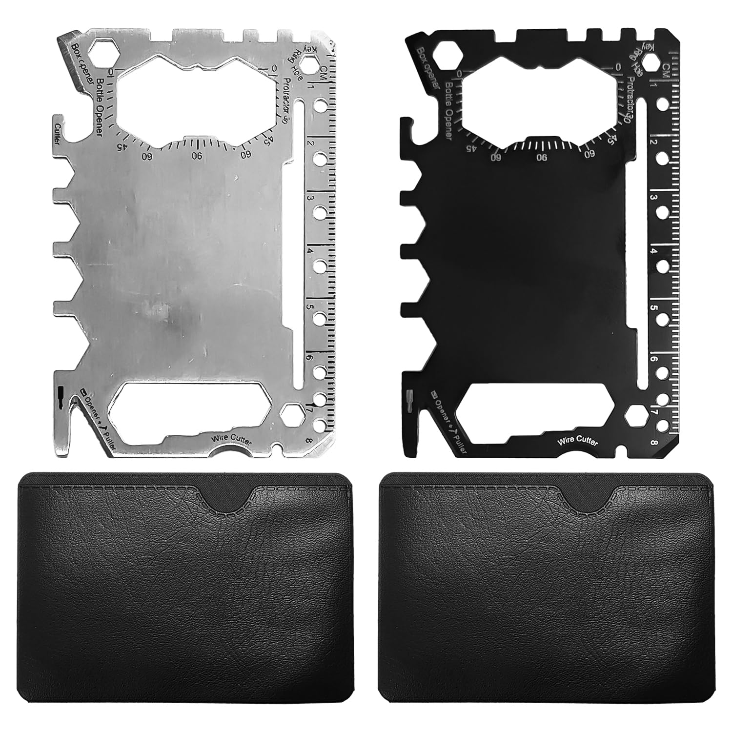 2-Piece Multi-Tool Card with 2-Piece Card Holder, Portable Gadget, 46-in-1 Multi-Tool Card, Outdoor Camping Tool Accessories, Gift for Men