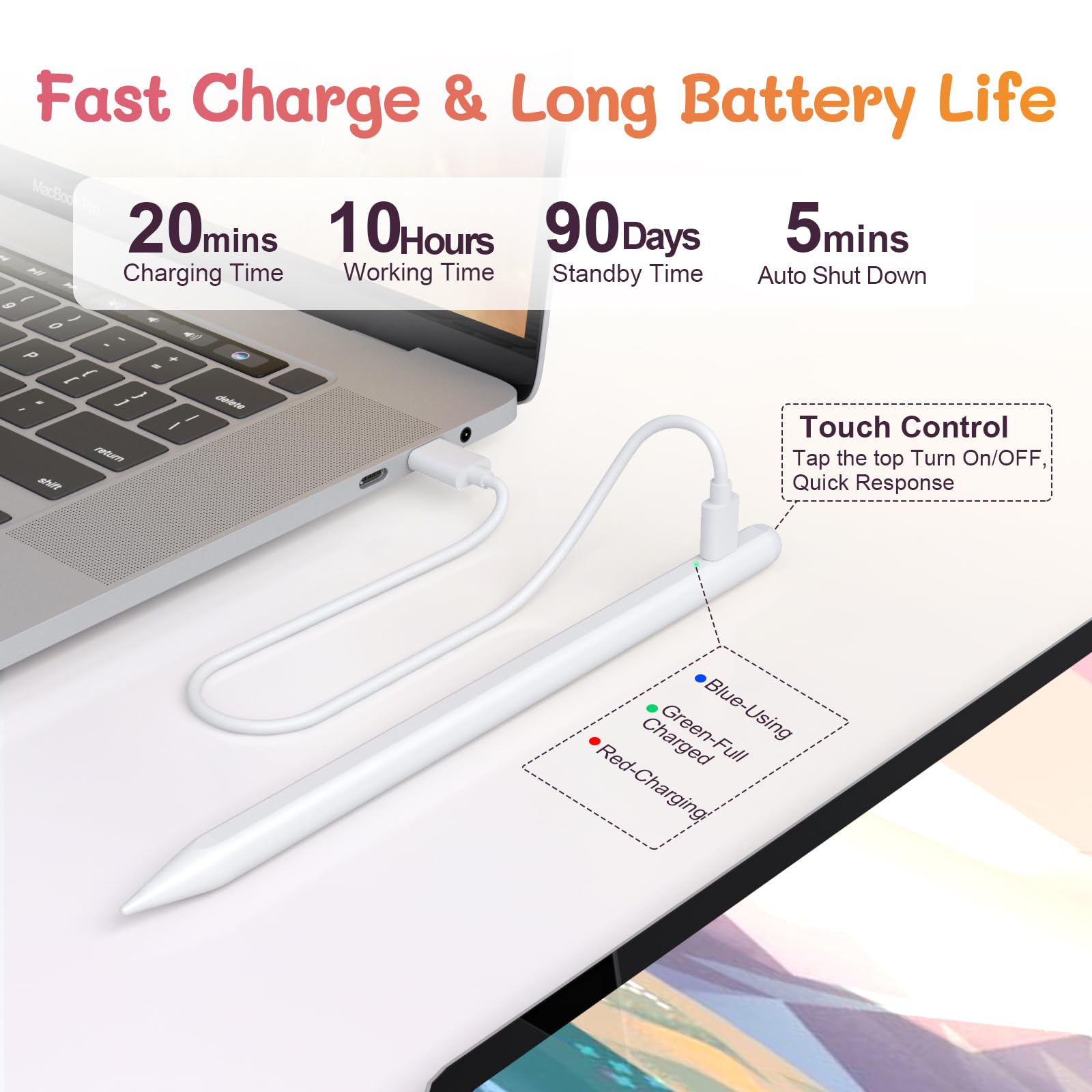 Penna stilo per iPad, Penna per Apple iPad (2018-2023) con Palm Rejection, Alta precisione e Design Magnetico, Compatibile con iPad 6-10 generazione, iPad Pro 11"/12.9", iPad Air 3-5, iPad Mini 6/5ª