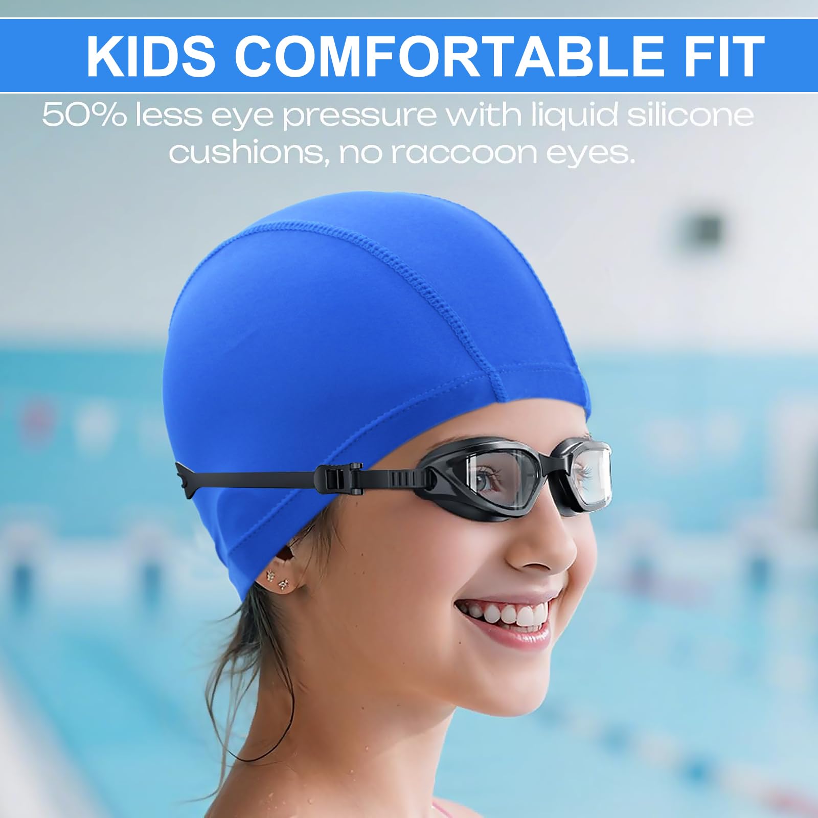 Gorro Piscina con Gafas de Natación Unisex Elástico Suave Multicolor