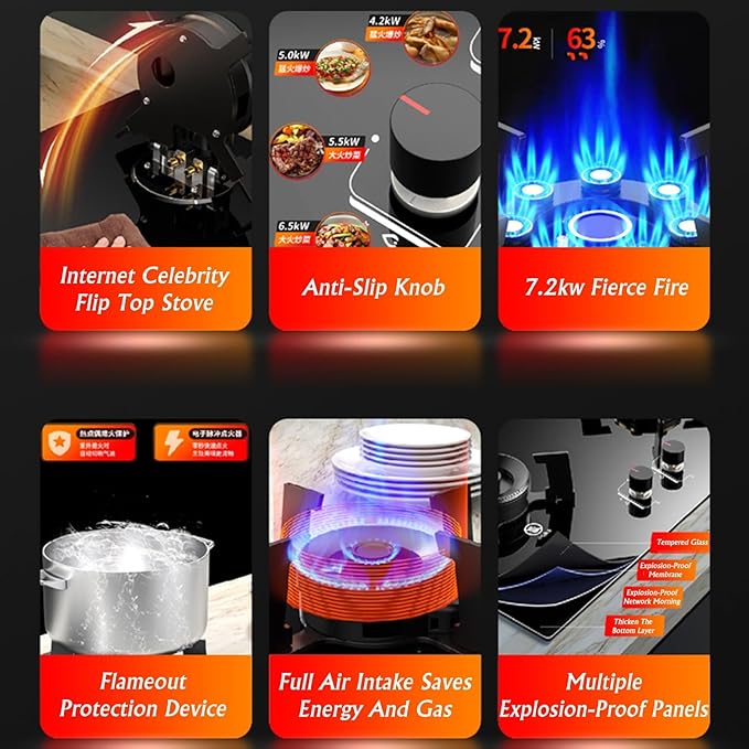 Estufa de Gas 2 Puestos 75 cm Empotrable miniatura 4