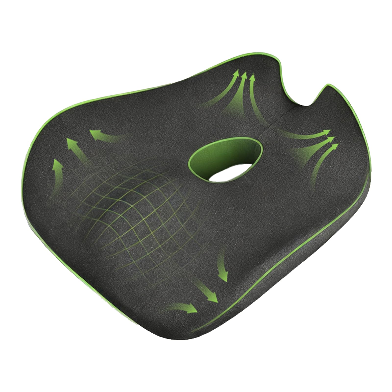 Coussin ergonomique assise en mousse à mémoire de forme noir pour siège et fauteuil roulant