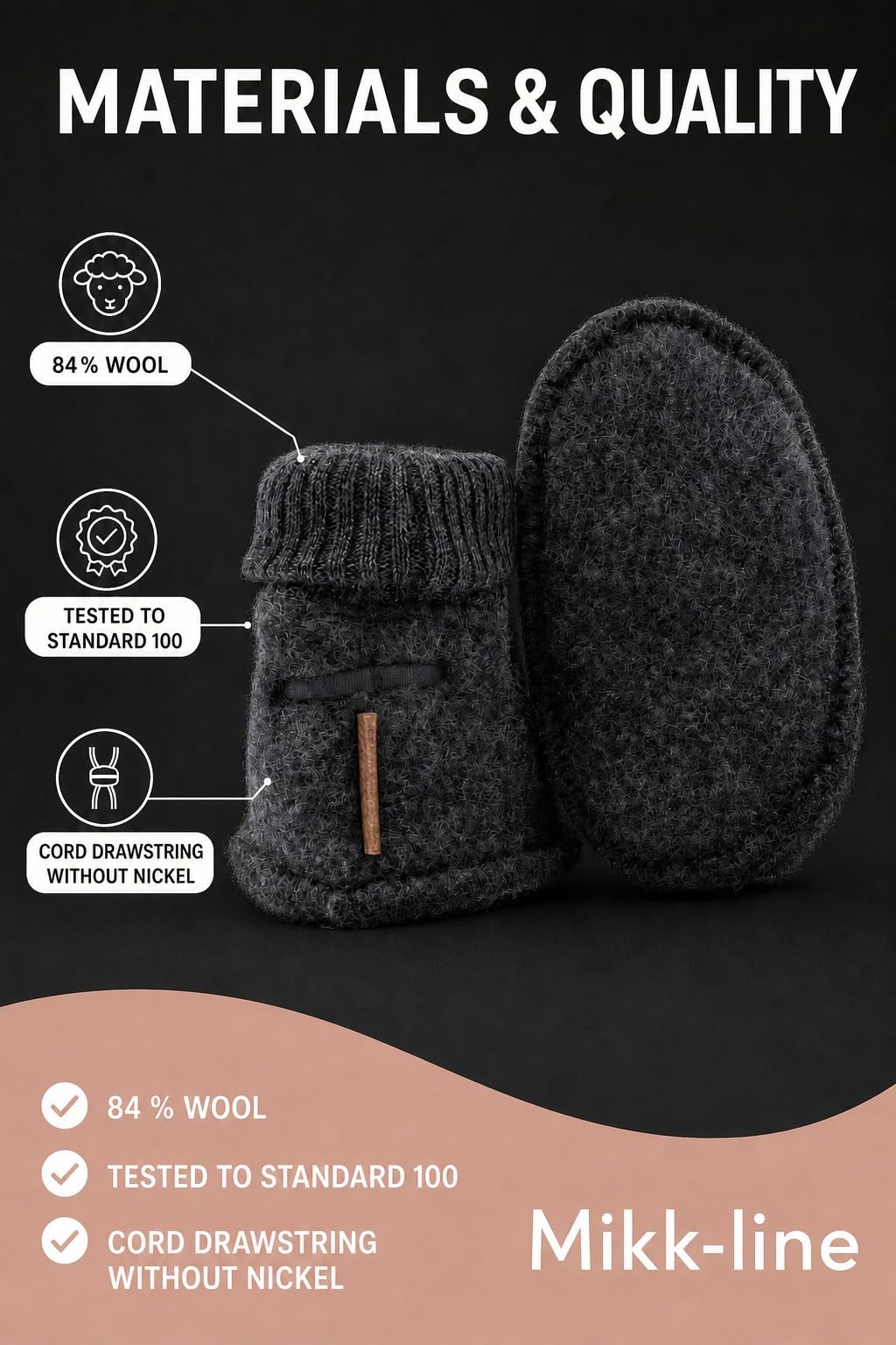 Mikk-line Calcetines de bebé de lana - Anthracite Melange