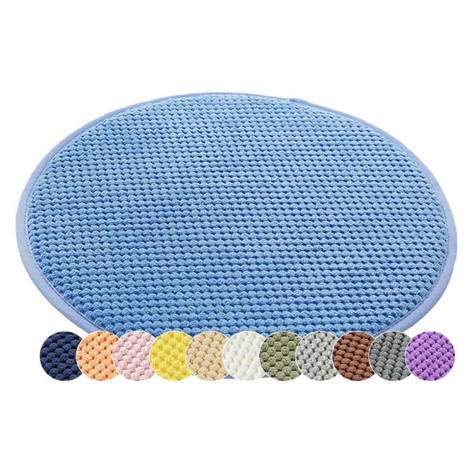 Round Chair Cushions Set of 4 Corduroy Upholstery Seat Cushions for Home Garden Office NonSlip Chair Pads (Blue 35cm)