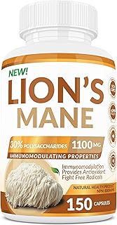Lion’s Mane Brain Mushroom Supplement (150 count) - 30% Polysaccharides with Immunomodulating Properties. Source of Antioxidants. Protects cells against free radicals.