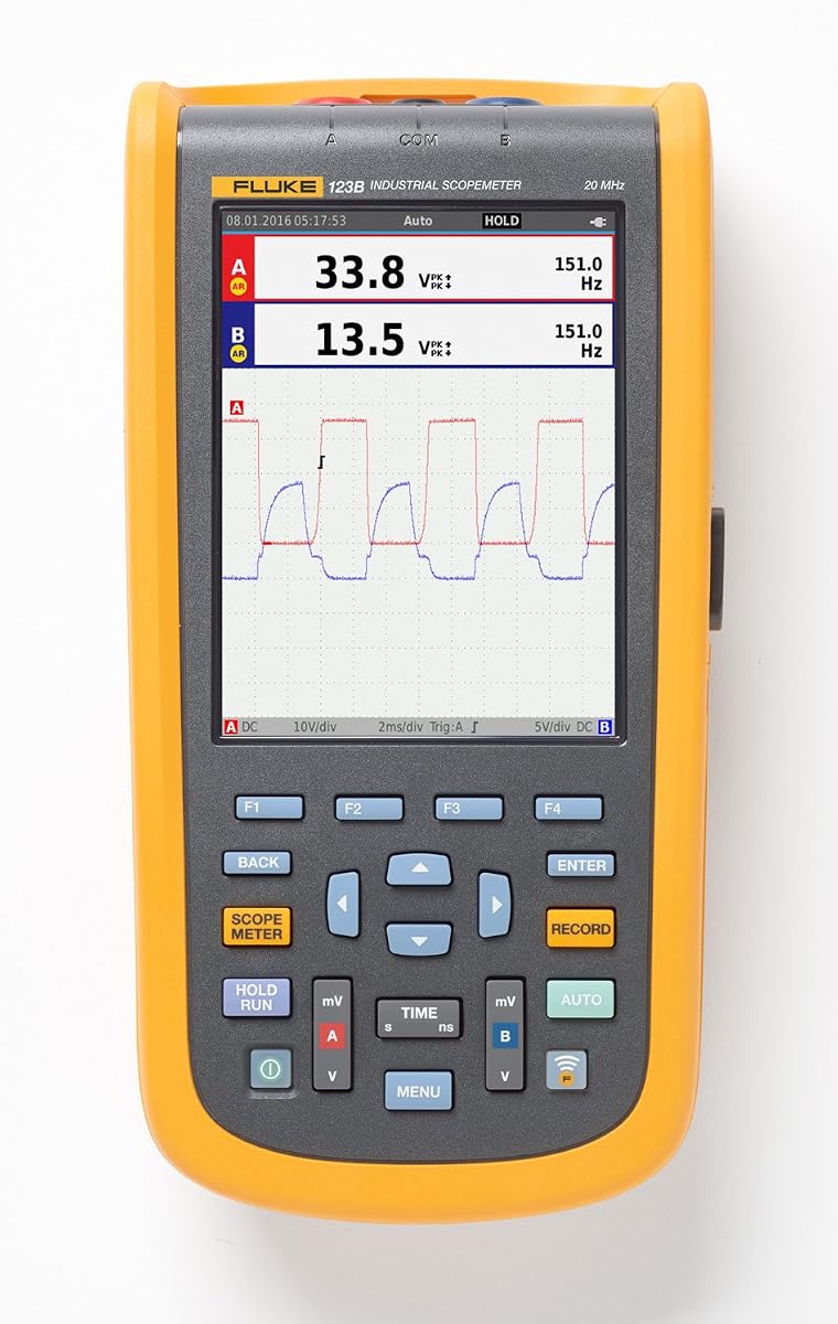 Fluke 124B Industrial ScopeMeter Hand-held Oscilloscope, 2 Input Channels, 40 MHZ Bandwidth