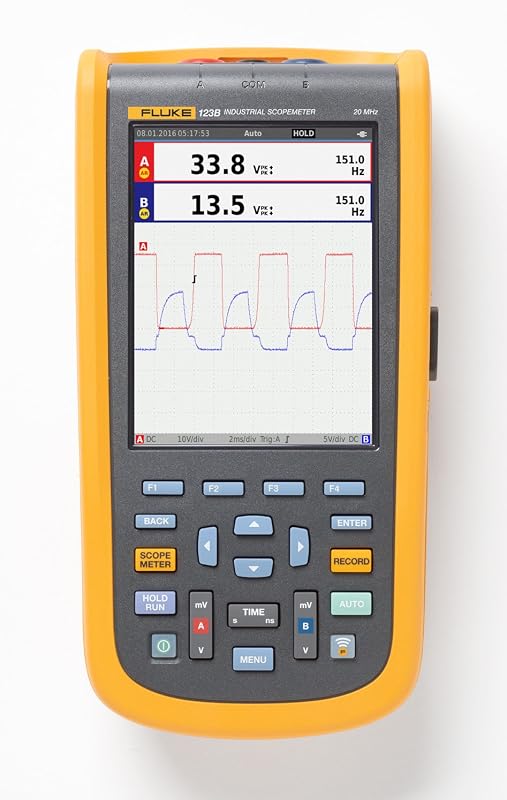 Fluke 124B Industrial ScopeMeter Hand-held Oscilloscope, 2 Input Channels, 40 MHZ Bandwidth