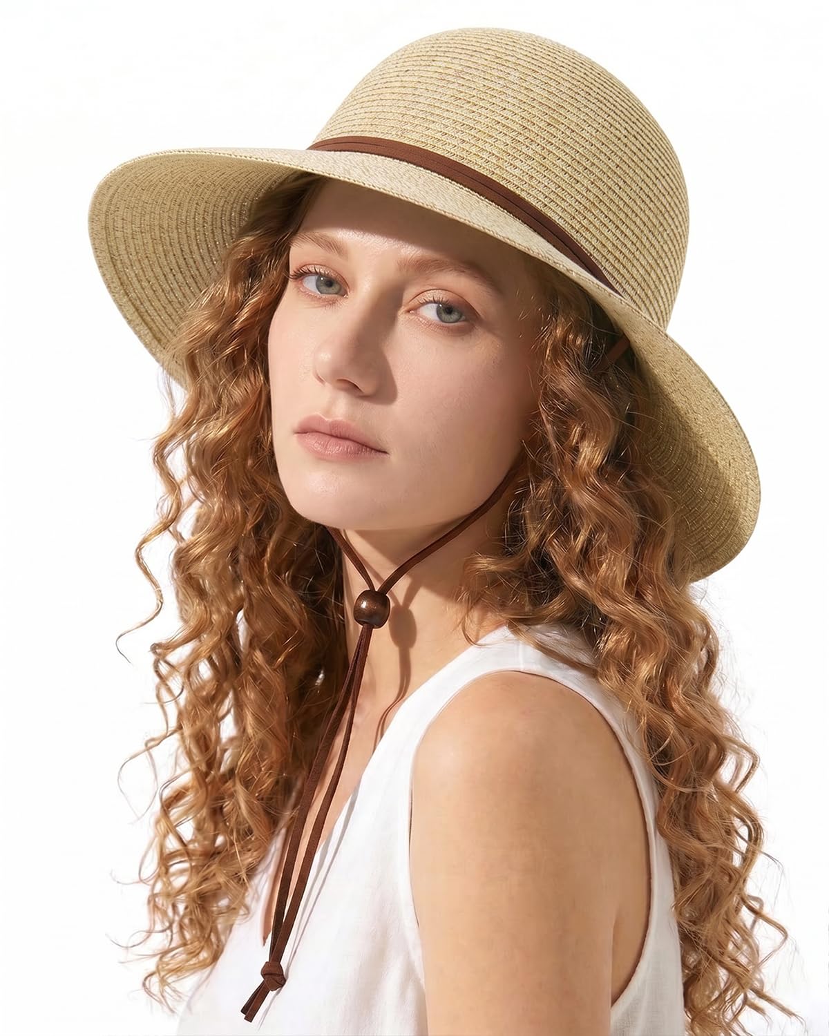 Feng Shui， S/M/L/XL/XXL Chapeaux de Soleil Femme pour Grandes Têtes Chapeau de Paille d'été Protection Solaire Chapeau de Plage UPF 50+ Chapeau de Vacances Disquette à Large Bord pour Voyage en