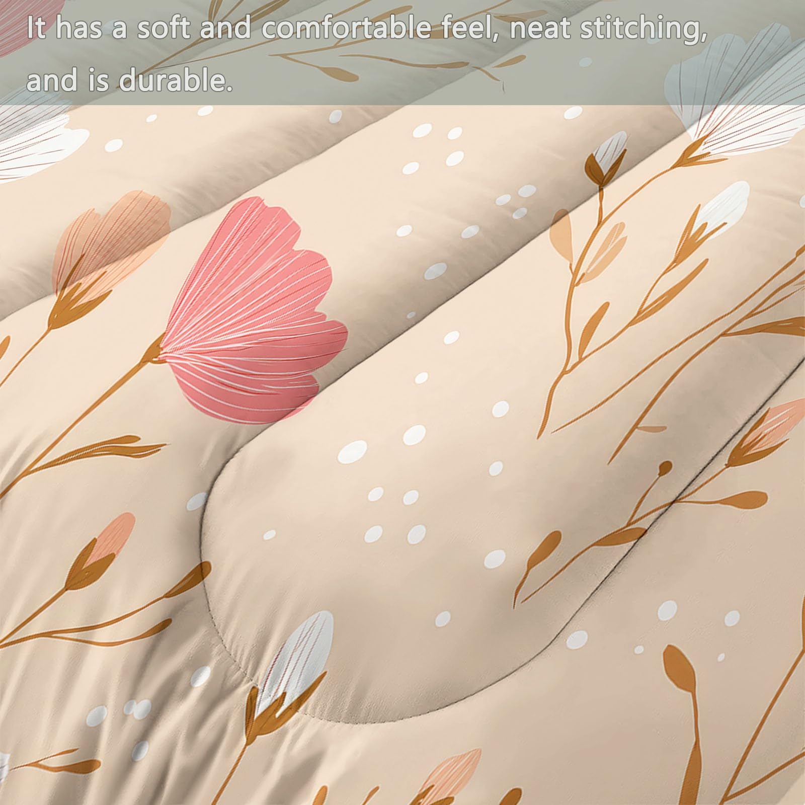 CozyRest Edredon Relleno nordico Cama Infantil Algodón - Floral Acuarela Cama 105 - Bebe rellena Juego de Manta 200x200 cm con Almohada 50 x 75 cm por niños e niñas