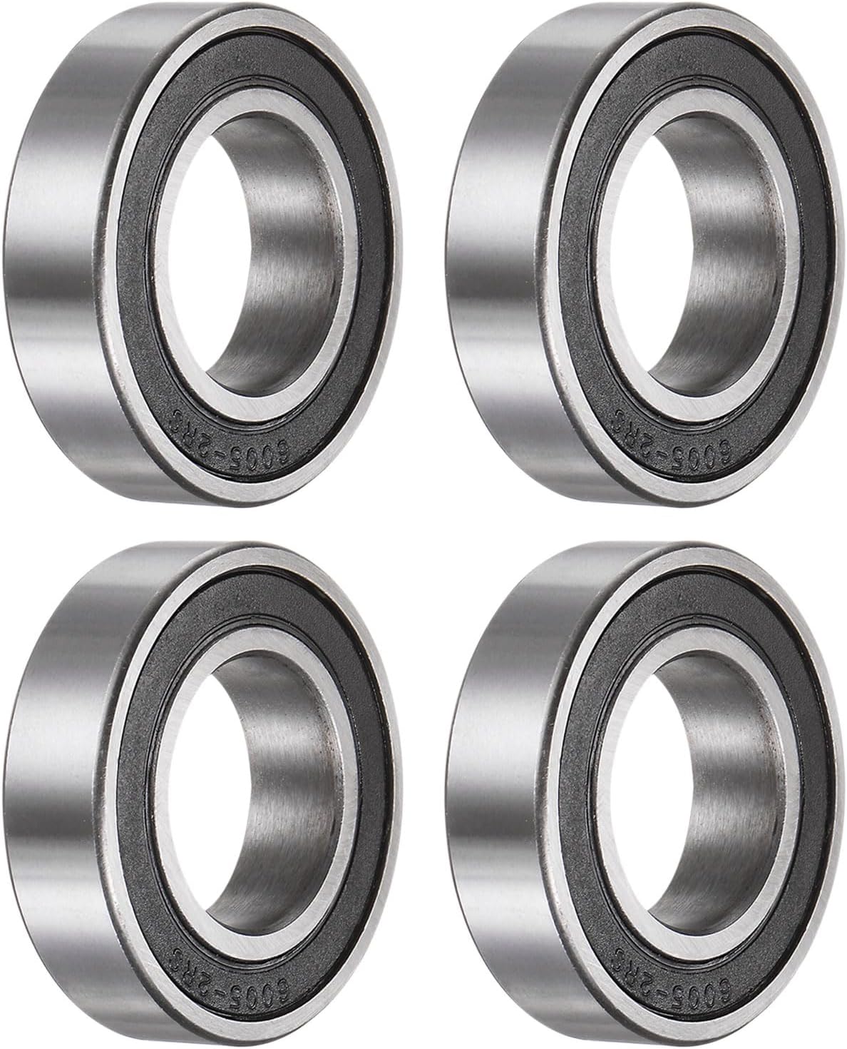 sourcing map 4pcs 6005-2RS Deep Groove Ball Bearings 25mm Bore 47mm OD 12mm Thick Carbon Steel Double Shielded ABEC1 Z1 Bearing for Motors