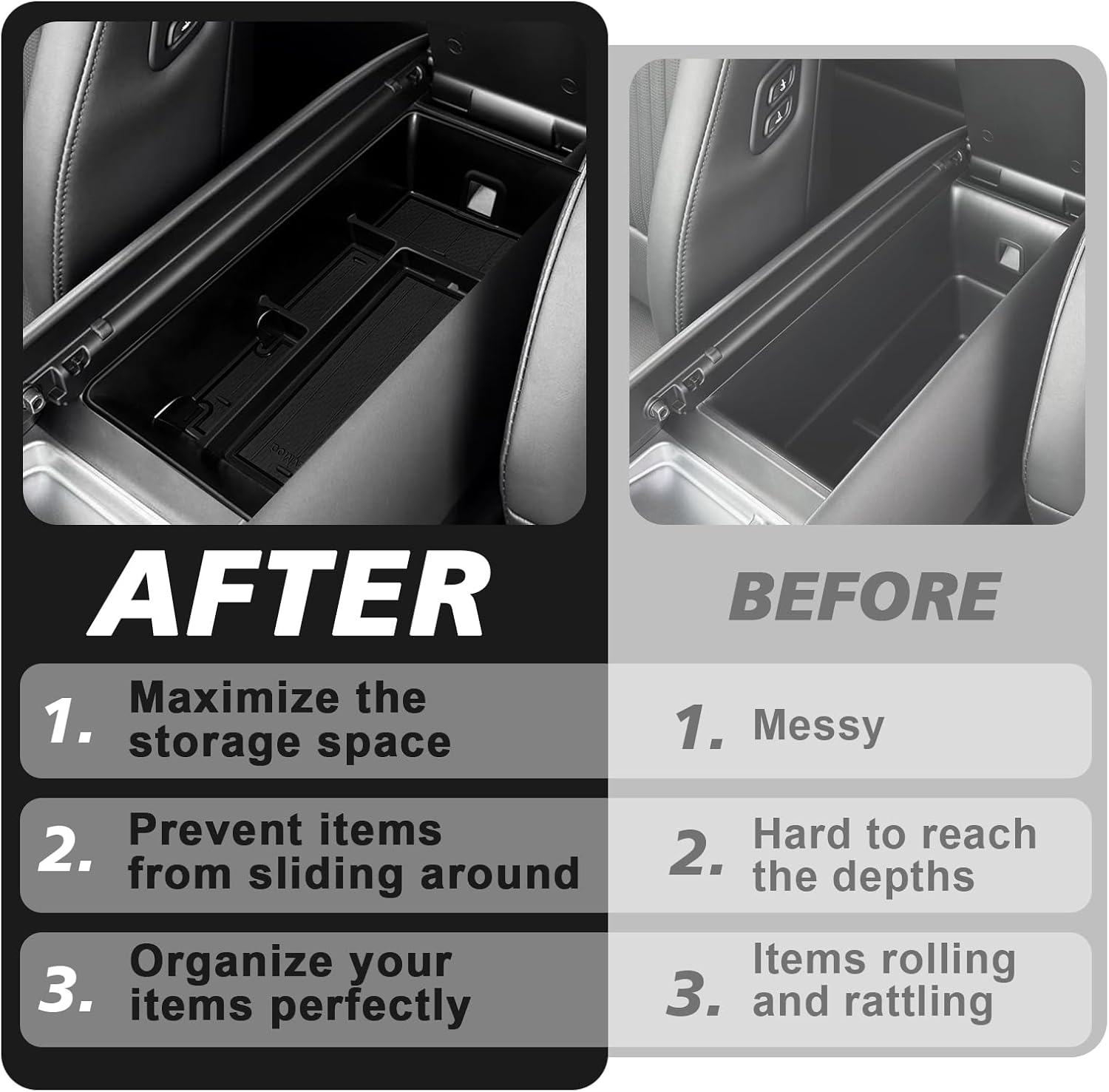 BestEvMod Center Console Organizer Compatible with Hyundai Ioniq 9 2026+ Interior Accessories Armrest Tray Storage Box ABS Material with PVC Trim