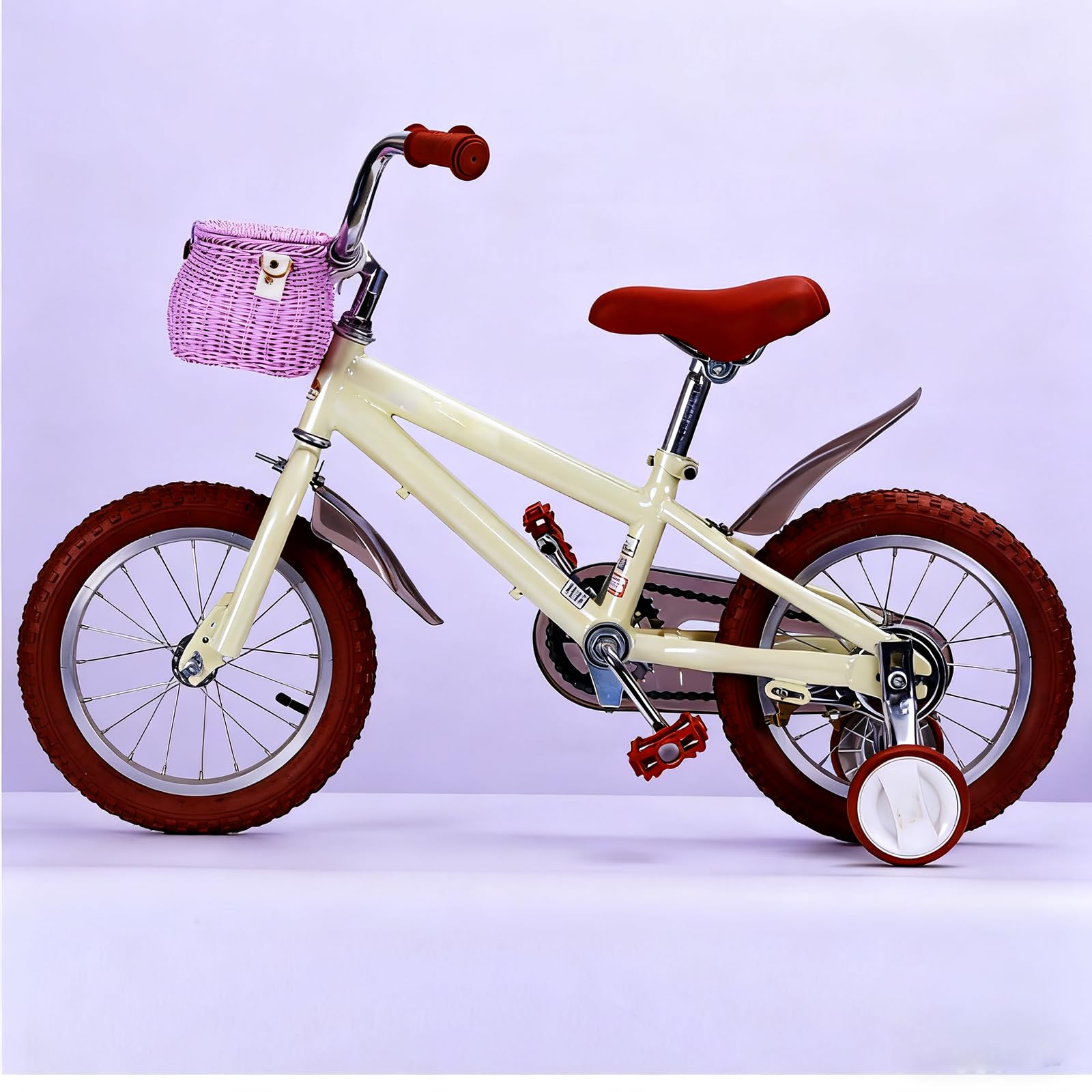SVNR Fahrradkorb Kinder Abnehmbar, Fahrradkorb Kinder und Mädchen Vorne, Kinderfahrrad und Laufrad Korb aus Rattan, 2 Arten von Verstellbaren Riemen, Passend für Die Meisten Fahrräder