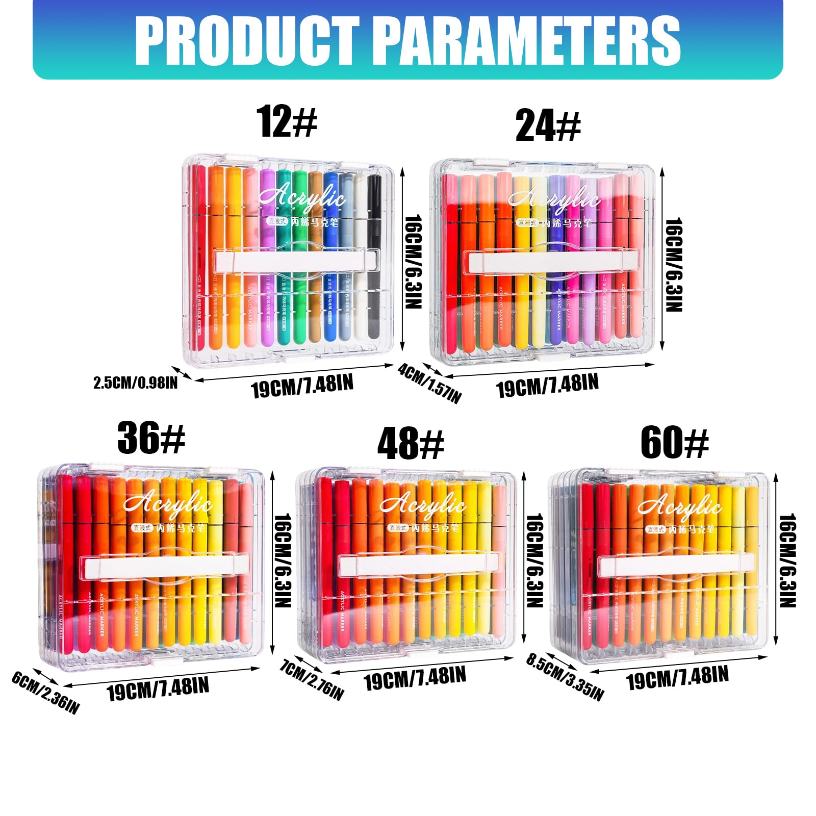 Acrylmarker für Künstler, Studenten, Bastelprojekte, 48 colors