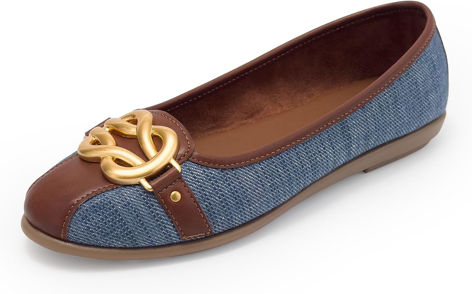 Aerosoles Women's Big Bet Ballet Flat, Denim/Tan, 10W
