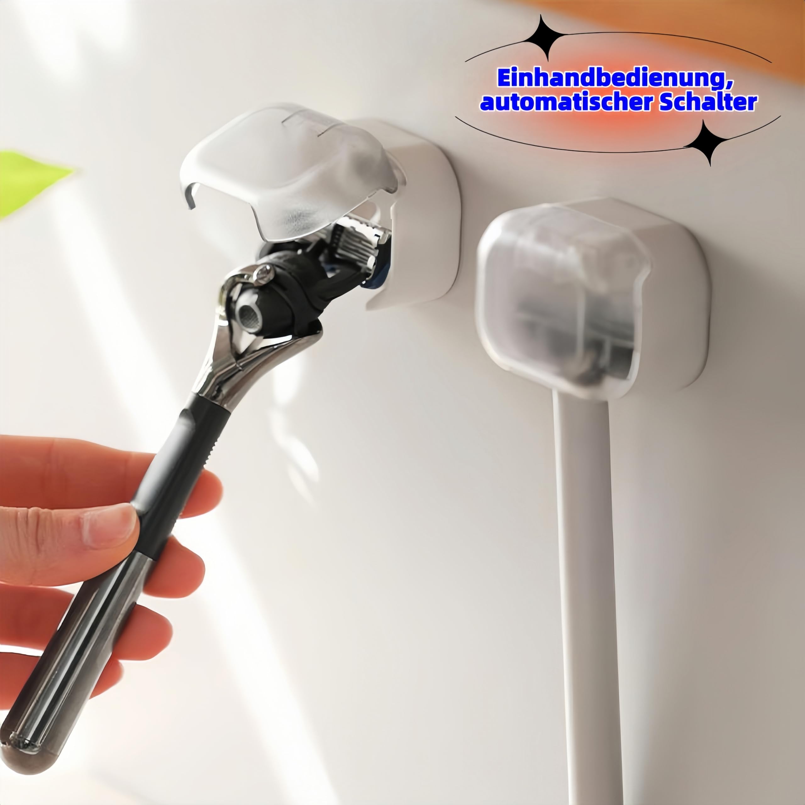 Razor Holder Razor Holder, Razor Holder with Cover, Dustproof Design, Waterproof Self-Adhesive Razor Holder Hanger for Bathroom Organiser