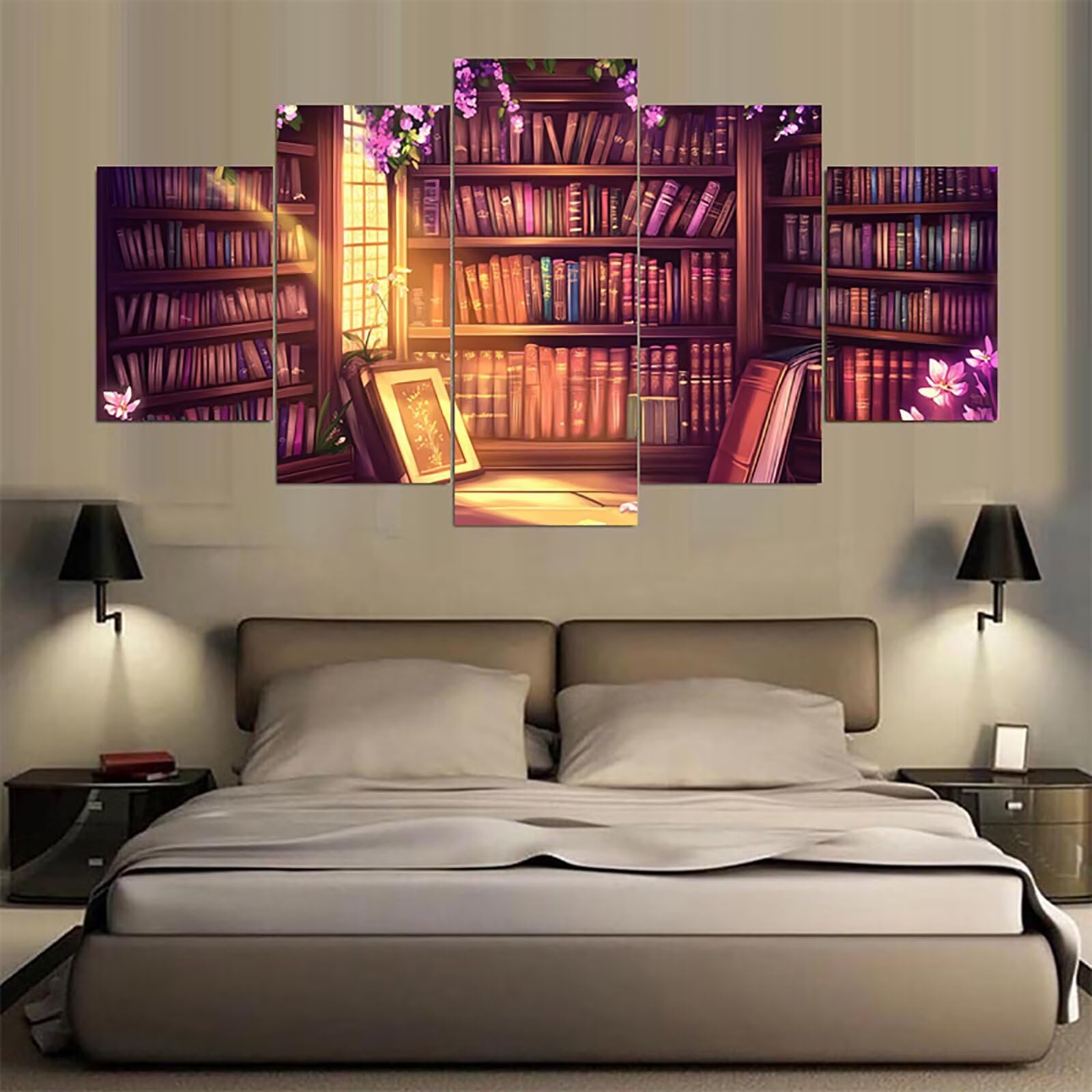 Diamond Painting Erwachsene Groß XXL 5 Teilig 100x200cm, 5D Diamond Painting Blume Diamant Paintings Bilder Bastel Sets, DIY Malen Nach Zahlen Erwachsene, Bausätze für Diamantmalerei Buch 0m-1034