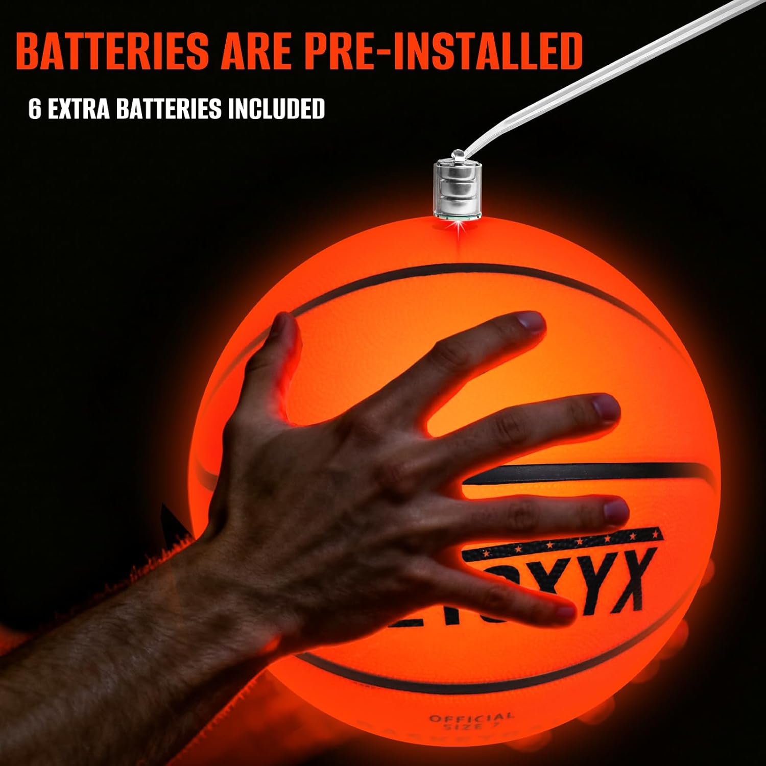 Glow in The Dark Basketball, Light Up Basketball for Teen Boy, Official Size 7 with 6 Spare Batteries, Birthday for Boys & Girls 6-15+ Year Old, Outdoor Sports Night Toy - Image 4