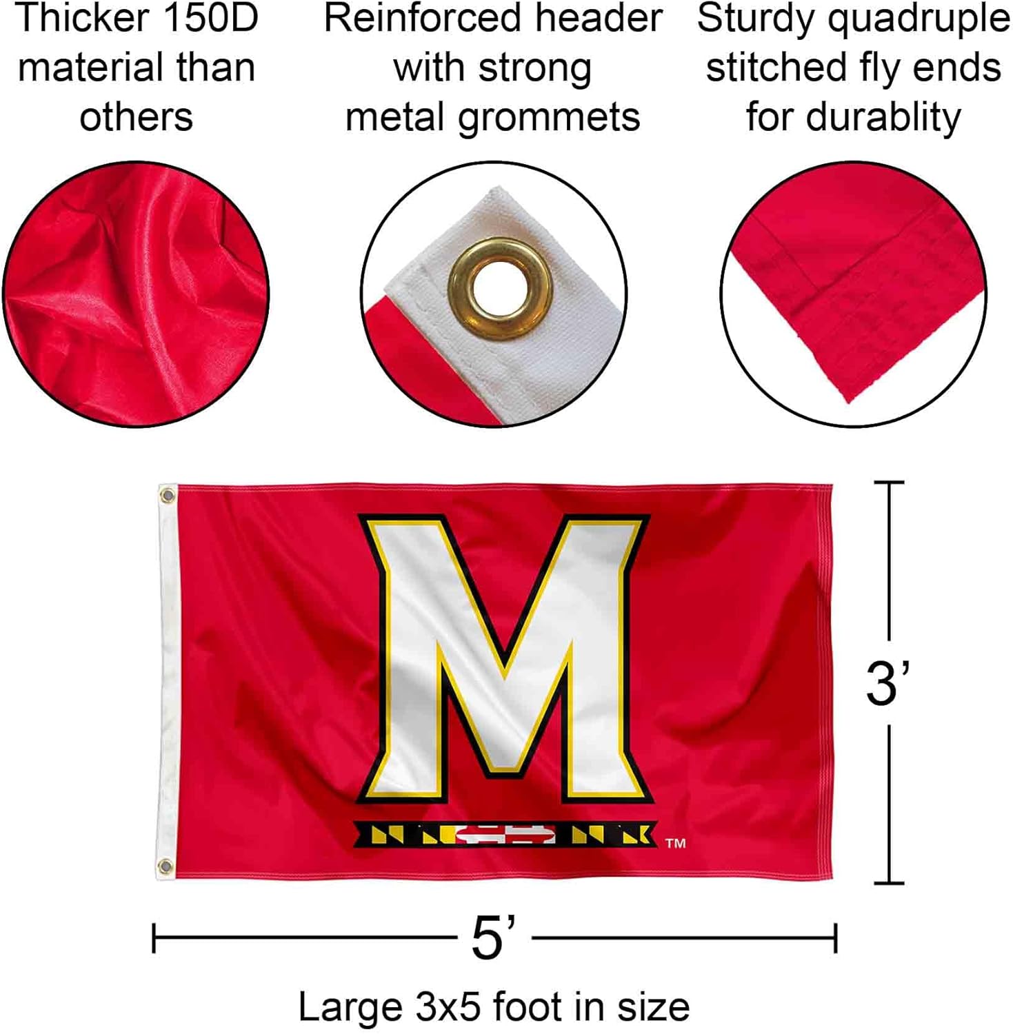College Flags & Banners Co. Maryland Terps 3x5 Flag - Image 2