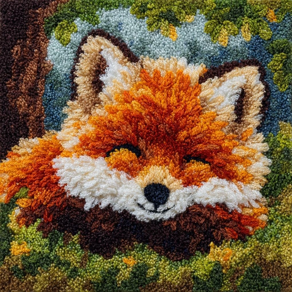WallustrioaW Latch Hook Kits Pillow,Cartoon Little Fox