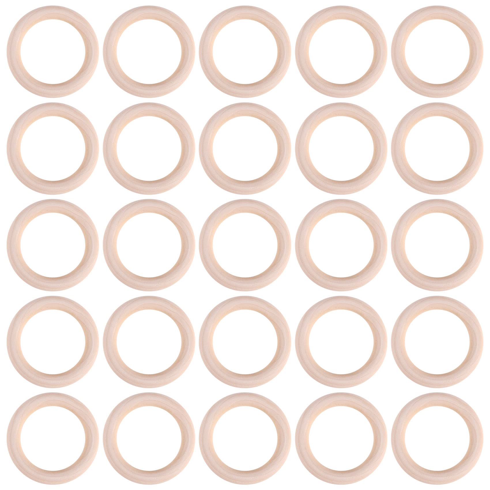 CTRLZS 25 Pcs Natural Wood Rings 70mm Unfinished Macrame Wooden Ring Wood Circles for DIY Craft Ring Pendant Jewelry Making