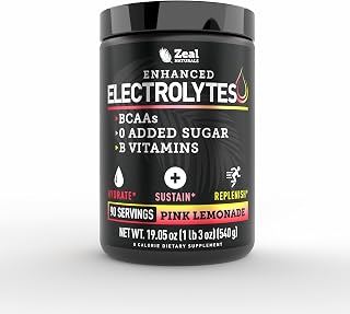 Zeal Naturals Electrolyte Powder Recovery Drink (90 Servings | Pink Lemonade) w 0 Sugar +BCAAs +B-Vitamins Electrolyte Supplement w Potassium Zinc & Magnesium for Hydration - Keto Electrolytes