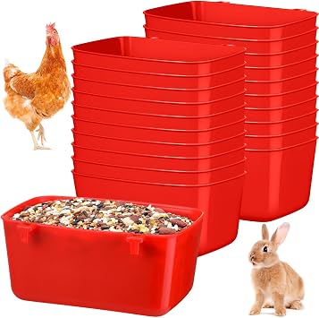 Zhehao 20 Pcs Bird Cage Cups Chicken Feeder Waterer Cups 18 oz Pigeon Feeder Plastic Poultry Wire Cage Hanging Rooster Chicken Water Bowl for Pet Bunny Gamefowl PoultryRed
