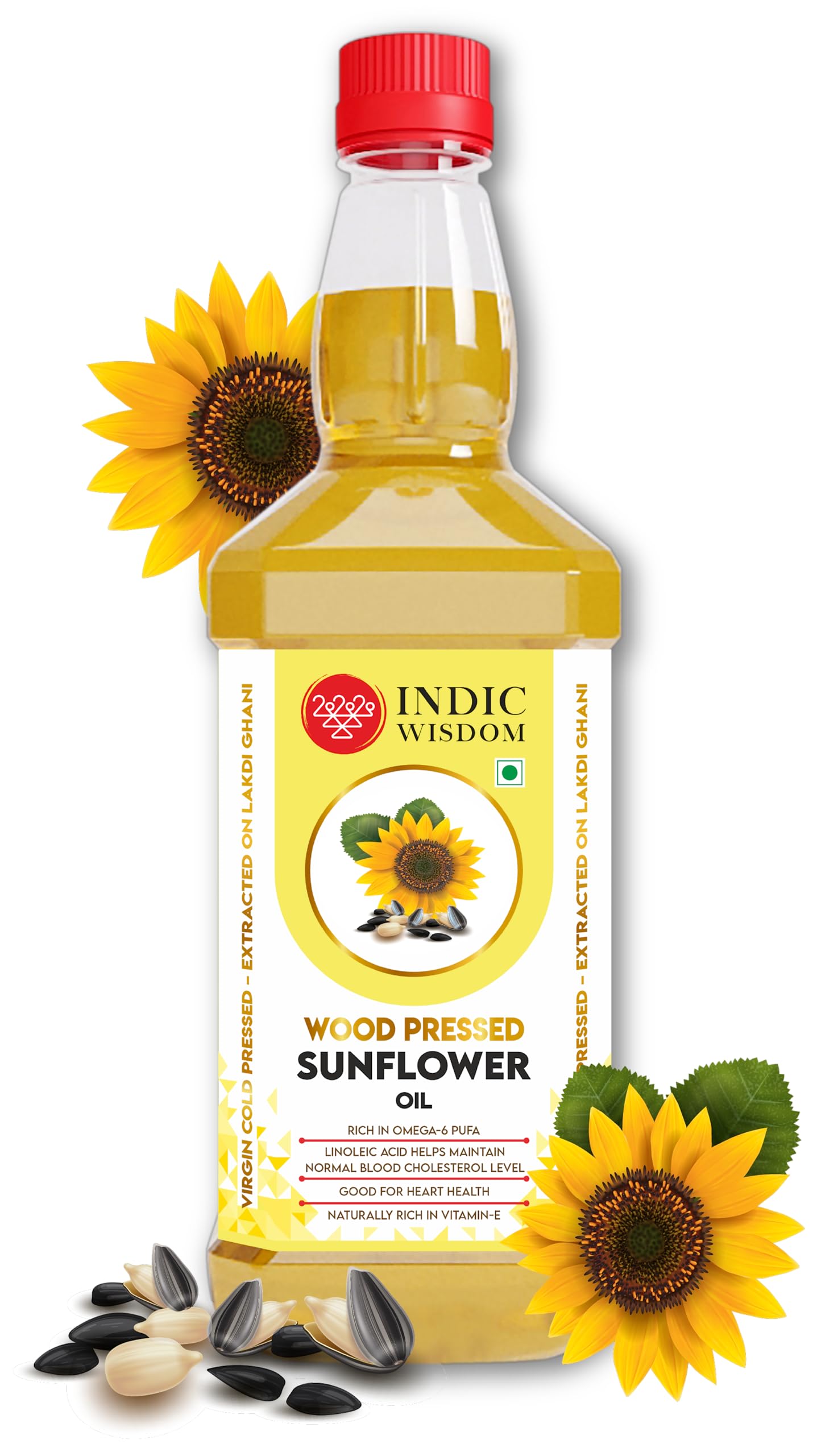 IndicWisdom Wood Pressed Sunflower Oil 1 liter (Cold Pressed Sunflower Oil - Extracted on Wooden Churner) (B0C1KHR9FF) Amazon Price History, Amazon Price Tracker